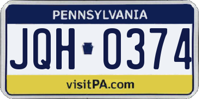 PA license plate JQH0374