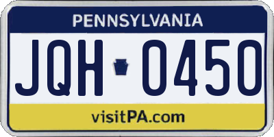 PA license plate JQH0450