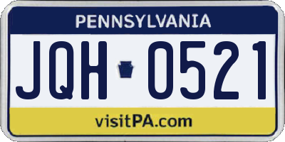 PA license plate JQH0521