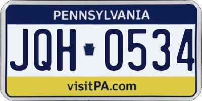 PA license plate JQH0534