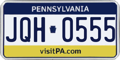 PA license plate JQH0555