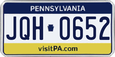 PA license plate JQH0652