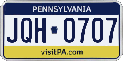 PA license plate JQH0707