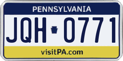PA license plate JQH0771
