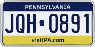 PA license plate JQH0891