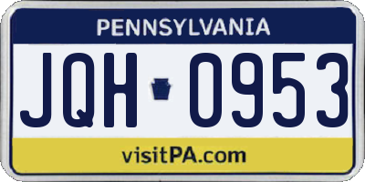 PA license plate JQH0953