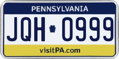 PA license plate JQH0999