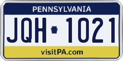 PA license plate JQH1021