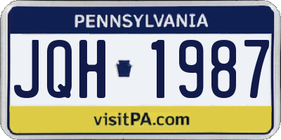 PA license plate JQH1987