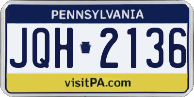 PA license plate JQH2136