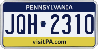 PA license plate JQH2310