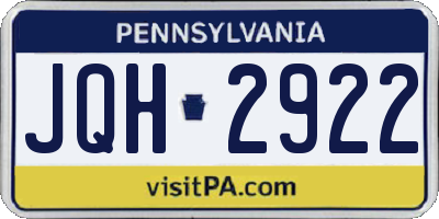 PA license plate JQH2922
