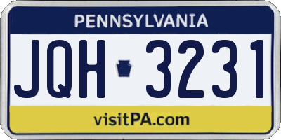 PA license plate JQH3231