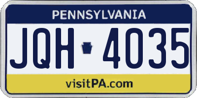 PA license plate JQH4035