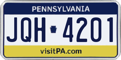 PA license plate JQH4201