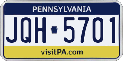 PA license plate JQH5701