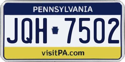 PA license plate JQH7502
