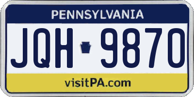 PA license plate JQH9870
