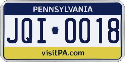 PA license plate JQI0018