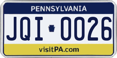 PA license plate JQI0026