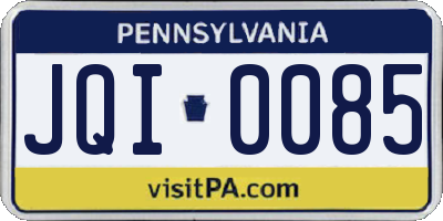 PA license plate JQI0085
