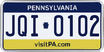 PA license plate JQI0102
