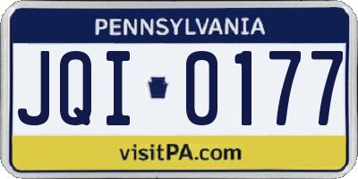 PA license plate JQI0177