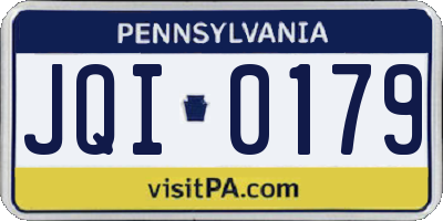 PA license plate JQI0179