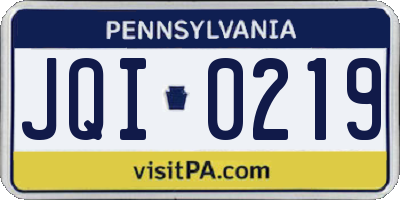 PA license plate JQI0219
