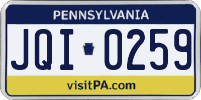 PA license plate JQI0259