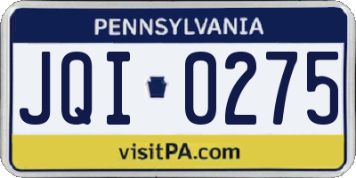 PA license plate JQI0275