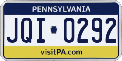 PA license plate JQI0292