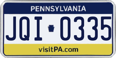 PA license plate JQI0335