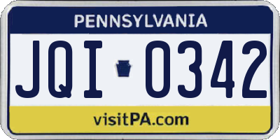 PA license plate JQI0342