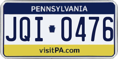 PA license plate JQI0476