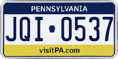 PA license plate JQI0537
