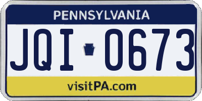 PA license plate JQI0673