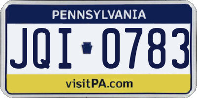 PA license plate JQI0783