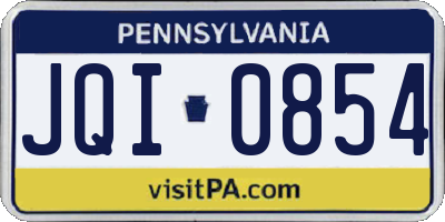 PA license plate JQI0854