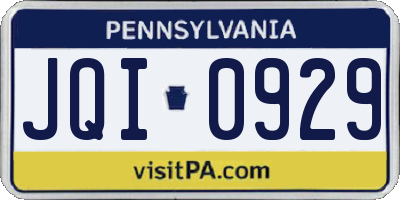 PA license plate JQI0929
