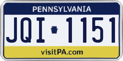 PA license plate JQI1151