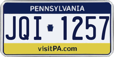 PA license plate JQI1257