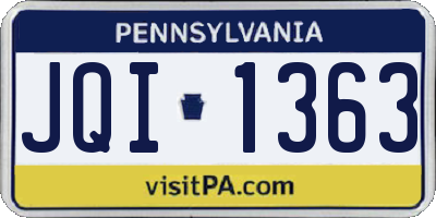 PA license plate JQI1363