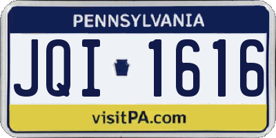 PA license plate JQI1616
