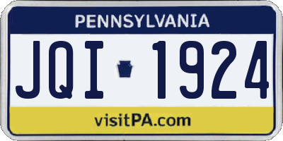 PA license plate JQI1924