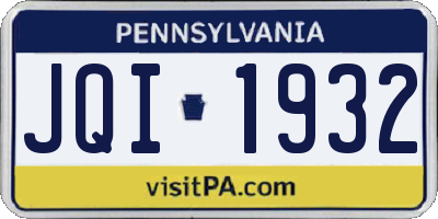 PA license plate JQI1932