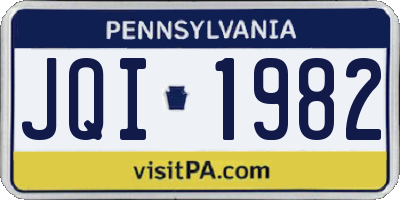 PA license plate JQI1982