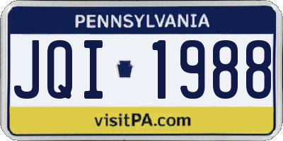 PA license plate JQI1988