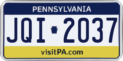 PA license plate JQI2037