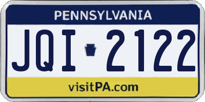 PA license plate JQI2122